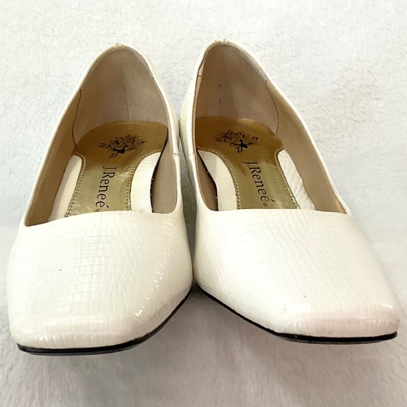Love J. Renee White “Mary” faux leather Lizard Print  Square Toe pumps  Sz 6.5M - Picture 13 of 16